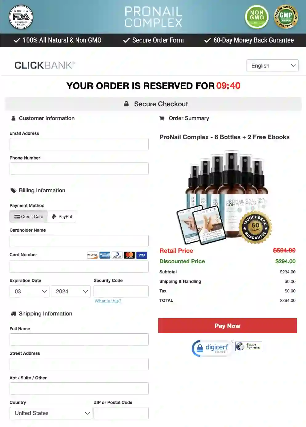 ProNail Complex payment process